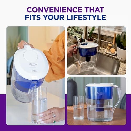 PUR 11-Cup Water Pitcher, 1 Genuine PUR Filter, Cleaner, Great-tasting Water, Dishwasher Safe, Powerful Filtration, Filter Change Light Indicator, LockFit Cap Design - White 6