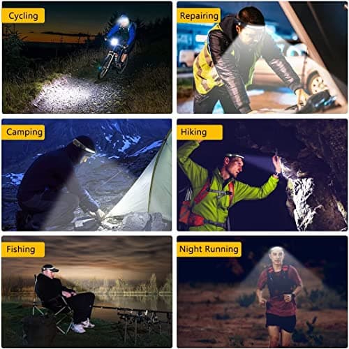 Headlamp Rechargeable, 230° Wide Beam Head Lamp LED with Motion Sensor for Adults - Camping Accessories Gear, Waterproof Head Light Flashlight for Hiking, Running, Repairing, Fishing, Cycling 8