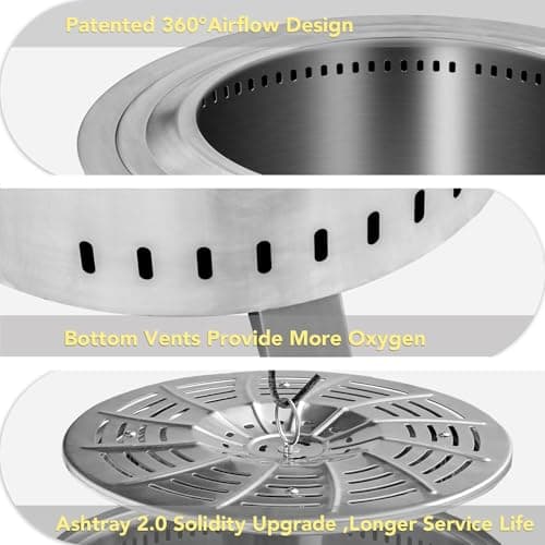 Verdeluxe Smokeless Fire Pit,22 Inch Stainless Steel Firepit, Outdoor Wood Burning Fire Pit with Cover,Smokeless Firepits for Outside Backyard Patio Garden Camping Bonfire 8