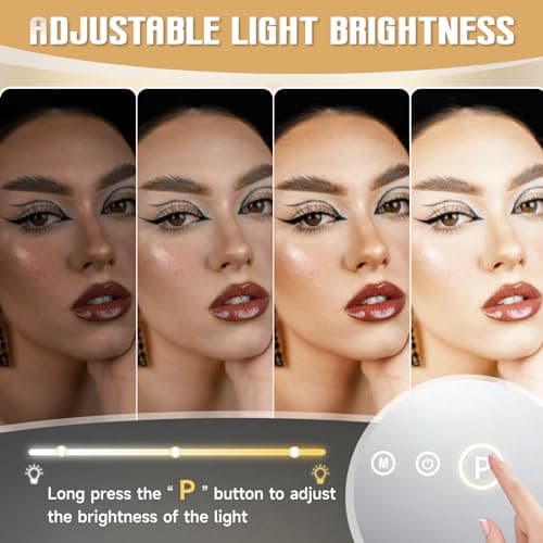 MKupView 22.8" x 18.2" Wall-Mounted Mirror Vanity Mirror with Lights White Makeup Mirror Hollywood Mirror with 15 Dimmable LED Bulbs 3 Color Modes 10X Magnification & USB Charging Port 9