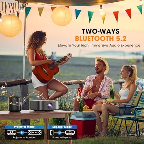 [386+ Built-in Apps] DBPOWER E2 Smart Projector with WiFi and Bluetooth, Native 1080P Mini Projector Compatible with Netflix, Youtube, Disney+, Hulu, Max & Crunchyroll, Electric Focus & Carry Case 5