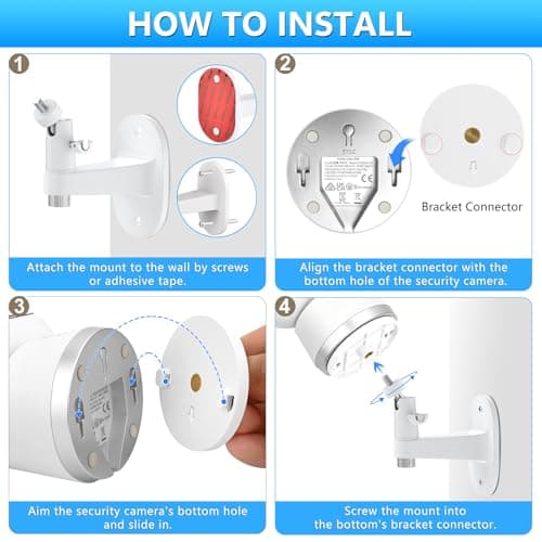 Security Camera Mount for eufy Indoor Cam S350, Adjustable Baby Monitor Wall Mount for eufy E20/E21, Other Cameras with 1/4 Threaded Hole, No Drilling Mounting Bracket for Pet/Dog/Baby Camera 7