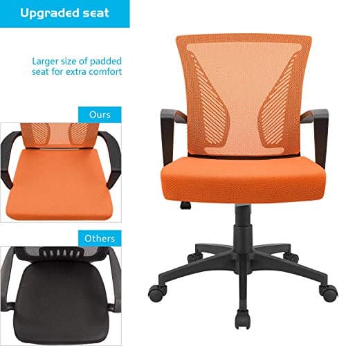 Furmax Office Chair Ergonomic Computer Desk Mesh Chair Mid Back Swivel Lumbar Support with Armrest (1, Orange) 5