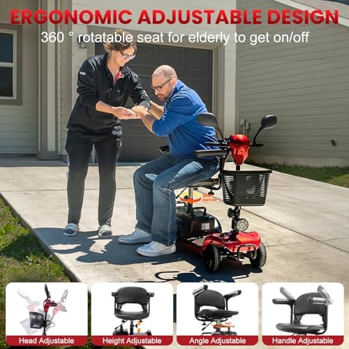 Puvirecn 4 Wheel Mobility Scooter - Foldable Mobility Scooters for Adults, Long Range 15 Miles, Max Load of 330lbs, All Terrain Mobility Scooter with Basket & Cup Holder 2