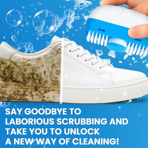 YKDILYHH Shoe Cleaner Kit with Built-in Brush,2×100ml Bottles + 2 Refills, Sponges & Microfiber Cloth,Waterless Foam Sneaker Cleaner for Leather & Suede,Not for Canvas or Mesh 7