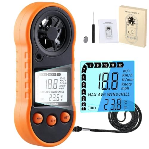 Digital Wind Speed Meter Anemometer,Handheld Air Flow Velocity Meter for Measuring Wind Speed/Temperature with Backlight LCD,for Shooting, HVAC, Drone Flying,Windsurfing, Sailing, Surfing, Fishing