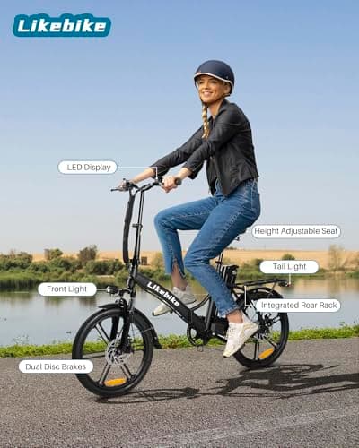 Electric Bike for Adults Peak 540W Motor,20" Folding EBike 18Mph 10.4Ah Removable Lithium Battery,Front Suspension and 7 Speed,Commuter Electric Bicycle for Women & Men, UL Certified 7