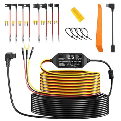 Milerong Upgraded Dash Cam Hardwire Kit, Acc Hardwire Kit for Dash Camera Type C 3-Lead Hard Wire Kit 12V-24V to 5V with Low Voltage Protection for Dashcam GPS Power Supply Radar Detectors and More