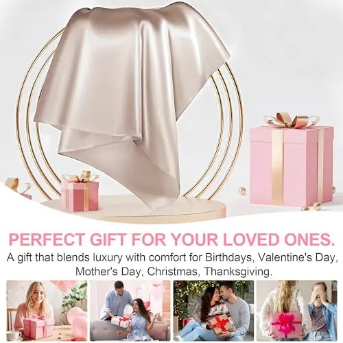 Mulberry Silk Pillow Cases King Size with Hidden Zipper, Ultra Smooth and Soft Breathable Cooling Silk Satin Pillowcase for Hair and Skin, Gifts for Women Men (Champagne, 20x36 Inches, 1 Pack) 6