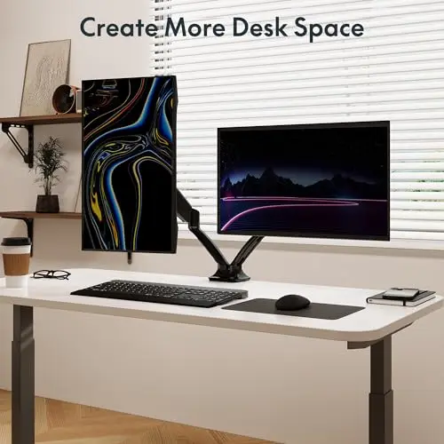 FlexiSpot Dual Monitor Stand for Desk Adjustable Spring Monitor Arm Desk Mount Hold up to 3.3 to 11lbs Vesa Dual Monitor Mount with C Clamp for 10 to 27 Inch Computer Screens 2