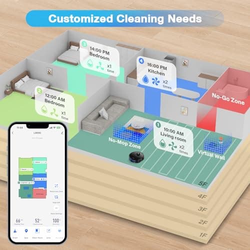 Tikom Robot Vacuum and Mop Combo with LiDAR Navigation, L9000 Robotic Vacuum Cleaner with 4000Pa Suction,150Min Max, 14 No-Go Zones, Smart Mapping, Good for Pet Hair, Carpet, Hard Floor(Dark Black) 5