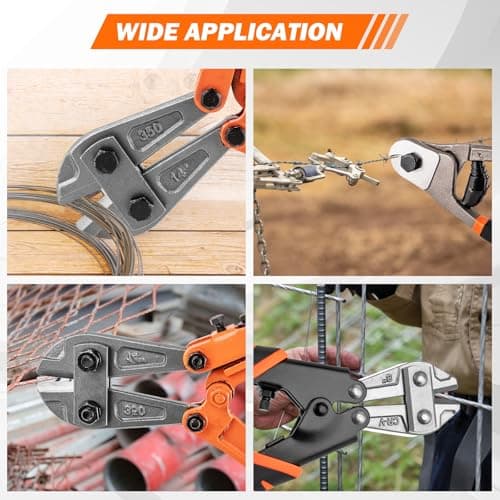3 Piece Bolt Cutter Pliers Set, 14" Heavy Duty Bolt Cutter, 8" Mini Cutter & 8" Wire Rope Cutter with Storage Bag, CR-V Steel Blades for Chains, Locks, Barbed Wire 7