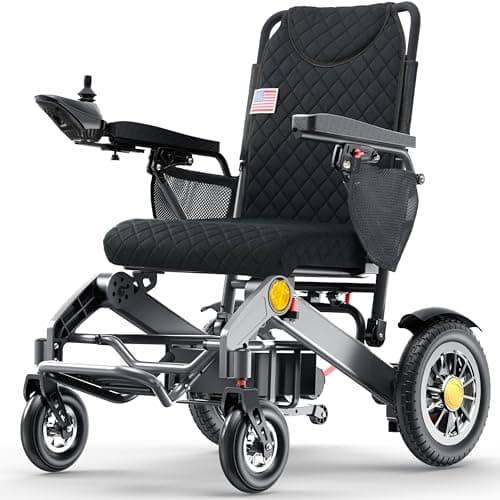 Heavy Duty Electric Wheelchairs for Adults – 20" Wide Seat with 25 Miles Range, Supports 400 lbs, Foldable Powered Wheelchair with 20AH Battery and Large Tire for Home, Park, Black（20% Wider Seat）
