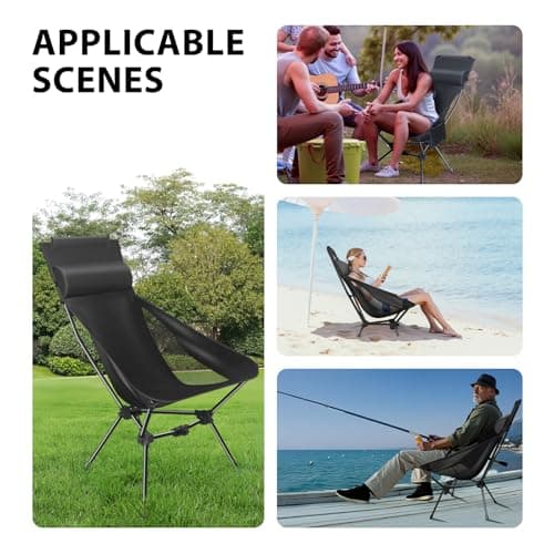 JITOOW Camping Chairs, Portable Camping Chair with Headrest and Storage Bag, Lightweight Foldable Chair for Outside Camping, Hiking, Travel, Beach and Sports 6