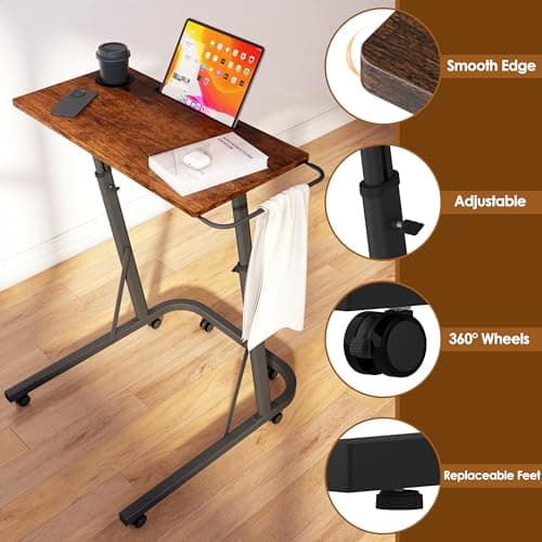 Semohop Treadmill Desk with Wheels,Small Portable Walking Pad Desk,Mobile Bike Trainer Table,Rolling Table Adjustable Height for Laptop,Indoor Cycling Trainer Stand,Bedside Table 8