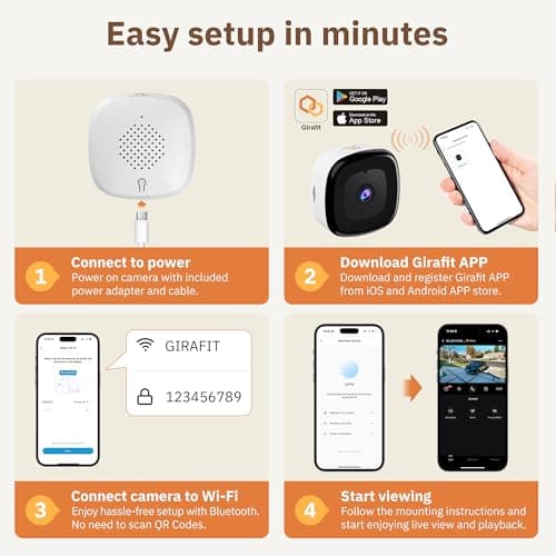 Girafit 3MP 2K Window Camera,2.4GHz & 5GHz WiFi Indoor Cameras for Home Security with ChroMax Al Color Night Vision,Person & Motion Detection,24/7 Recording,Easy & Quick Install 9