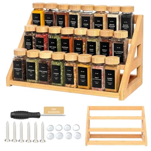 Rasydyn Spice Rack - Bamboo Spice Rack Organizer for Cabinet Countertop