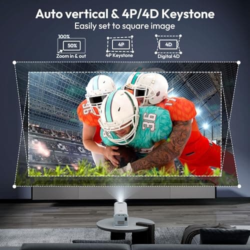 Mini Smart Projector LUXVYN V1 Portable Projector with WiFi and Bluetooth 200 ANSI 4K Support HD Resolution, Auto Keystone Correction Video Projector, 180° Rotatable Stand for Home Movie Pure white 6