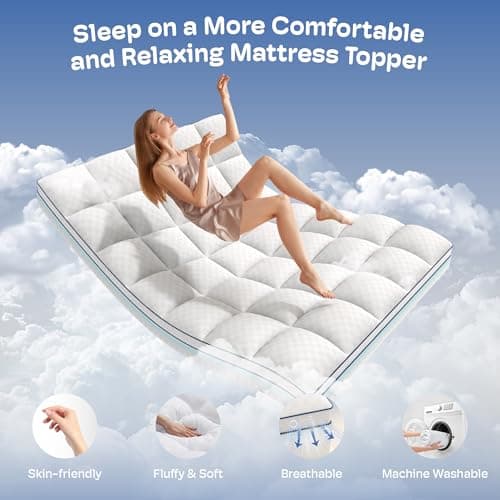 Queen Mattress Topper, 4.5 Inch Memory Foam Mattress Topper for Back Pain & Pressure Relief - 2.5" Cooling Memory Foam Soft and Supportive + 2" Pillow Top Mattress Pad Cover, with 8-21" Deep Pocket 5