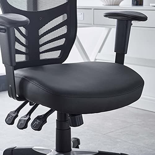 Modway Articulate Mesh Office Chair with Fully Adjustable Vegan Leather Seat In Black 12