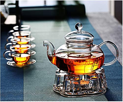 Sun's Tea Universal Solid Crystal Glass Ultra Clear Teapot Warmer | Tea Warmer | Teapot Heating Base | Tealight Warmer- Candle Never Flames Out 5