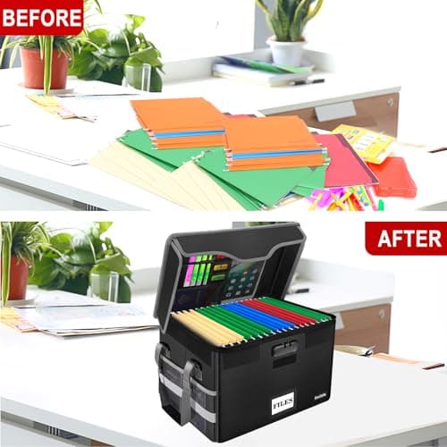 DocSafe Fireproof Document Box with Lock, File Storage Organizer with Mesh Pockets, Collapsible Portable File Box Home Office Safe Filing Cabinet with Handle for Hanging Letter/Legal Folder, Black 7