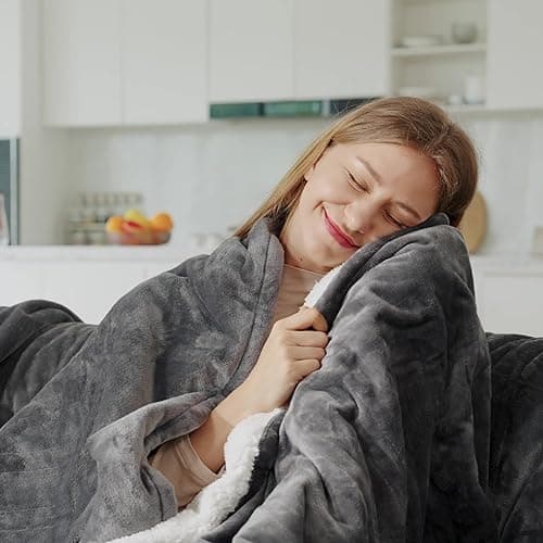 Heated Blanket Electric Throw - Soft Fleece Flannel Heating Warming Blankets with Auto Shut Off for Couch Office Chair Bed Adults Machine Washable 50x60 Grey 7