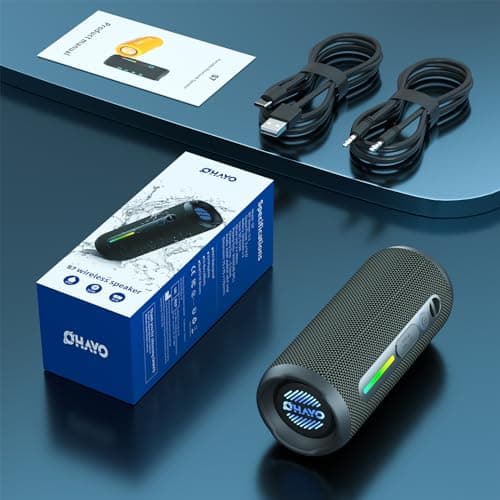 OHAYO Portable Bluetooth Speaker - IPX7 Waterproof, Wireless Stereo Pairing, 25-Hour Playtime, 24W Loud Sound, Bluetooth 5.3, Bass Boost, LED Lights, for Home/Shower/Outdoor/Beach/Travel, Gift Ideas 8