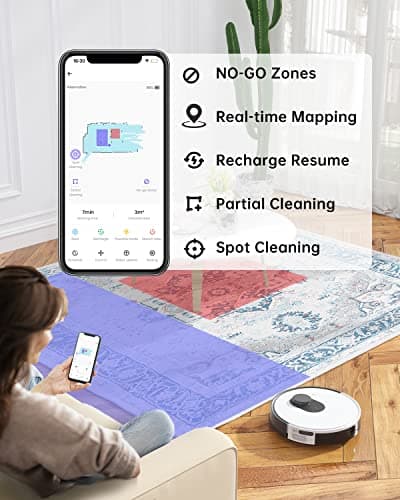 OKP Life Lidar Robot Vacuum Cleaner 4000Pa Suction Power, No-Go Zone, LiDAR Navigation, Smart Mapping Home Robotic Vacuum, Self-Charging, Wi-Fi/APP/Alexa Control, for Pet Hair, Carpet, Hard Floor 8