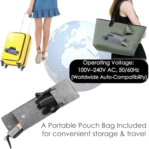 NITION Ceramic Tourmaline Hair Straighteners LCD Flat Iron MCH 10s Fast Heating Up. 1" 3D Floating Plate Healthy Smooth Home Straightening Tools. Travel Pouch. Dual Voltage. Elegant Gift Box 7