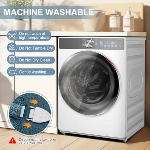 LUZARTA King Size Electric Blanket Single Control - 100"X90" Soft Double Sided Sherpa Heated Blanket with 6 Heating Levels & 10 hrs Timer Settings, Washable & Overheat Protection, Blue 7