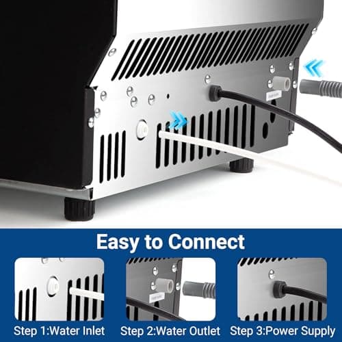 Erivess Commercial Ice Maker Machine, 100LBS/24H with 20lbs Storage, Stainless Steel Freestanding & Under Counter Ice Maker with Self-Cleaning, 36 Cubes in 11Mins, for Bar/Cafe/Restaurant 7