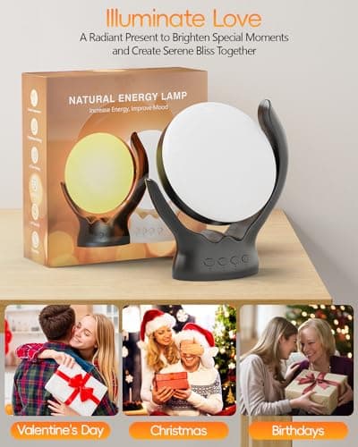 HIBOITEC Light Therapy Lamp, UV-Free 10000 Lux Therapy Light, Rotatable Sunlight Lamp with 3 Color Temperature & 5 Adjustable Brightness Levels & Timer & Memory Function 7