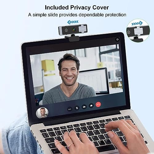 Paobas 1080P Webcam for PC, Computer Camera with Privacy Cover & Tripod, Dual Noise-Cancelling Microphones, Ideal for Zoom, Skype, Video Calls & Conferences 5
