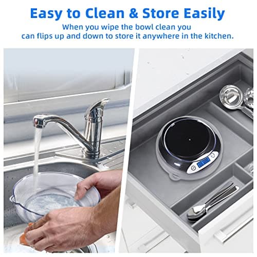 THINKSCALE Digital Kitchen Scale, Highly Accurate 5000g/11lb x 0.1oz, Food Scale for Cooking, Baking and Weight Loss, Kitchen Scale with Bowl 2 Modes and Tare Features, Back-lit LCD Display 6