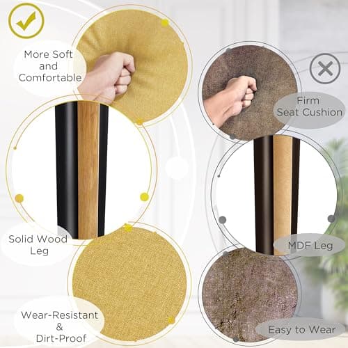 Yaheetech Mid-Century Accent Chairs, Modern Upholstered Living Room Chair, Cozy Armchair Button Tufted Back and Wood Legs for Bedroom/Office/Cafe, Yellow 8