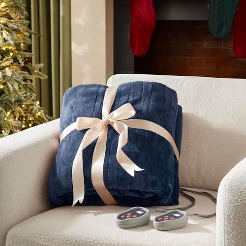 Beautyrest Heated Blanket, Electric Blanket, Soft, Warm, Reversible Plush - Sherpa Heating Blanket with 20 Heat Settings, 1-10 hrs Timer Auto Shut Off, Machine Washable, King (90 inx100 in), Indigo 8