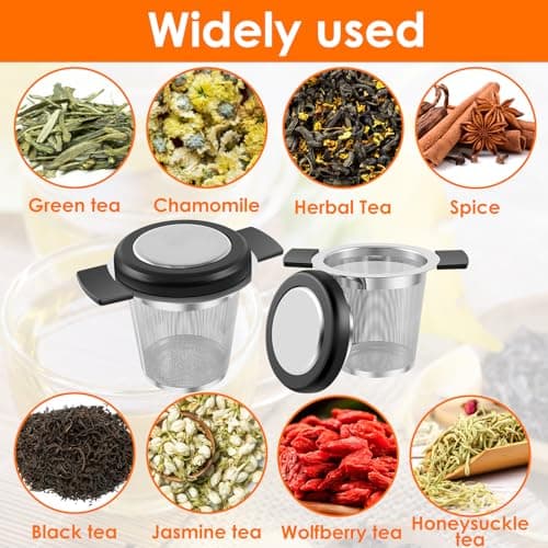 BXUYAOXMC 2 Pack Tea Infuser for Loose Tea, Stainless Steel Fine Mesh Tea Strainer with Lid & Heat-Resistant Handles, Large Capacity Tea Steeper for Teapot Cup Mug – Dishwasher Safe 7