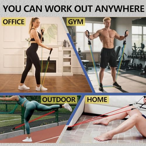 Resistance Bands,Exercise Bands,Grip Strength Trainer,Resistance Bands for Working Out with Handles for Men and Women,Workout Bands with Door Anchor and Ankle,Strength Training Home Gym Equipment 6