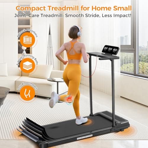 Walking Pad Treadmill with Handle Bar, 3.5HP Compact Portable Foldable Walking Pads Treadmill with Handles, Electric Small Treadmills for Home Office Apartment, LED Display, 400 LBS Capacity 9