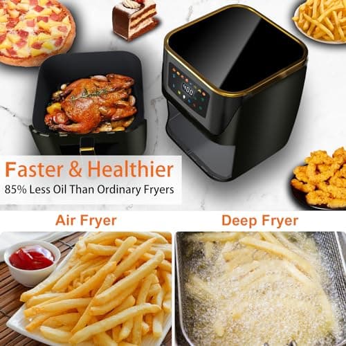 Vaparinckl Air Fryer, 8.5Qt Large Family Size, 8-in-1 Function Digital Touch Screen, Easy Viewing Windows, 1750W Fast Air Frying up to 400℉, Auto Shut Off, Nonstick and Dishwasher-Safe Basket 5