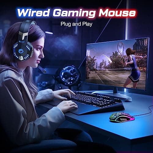 VersionTECH. Wired Gaming Mouse, Computer Mouse Ergonomic Mice with 7 LED Lights RGB Backlit, 6 Programmable Buttons, 4 Adjustable DPI for Laptop PC Gamer Desktop Chromebook Mac Games-Black 7