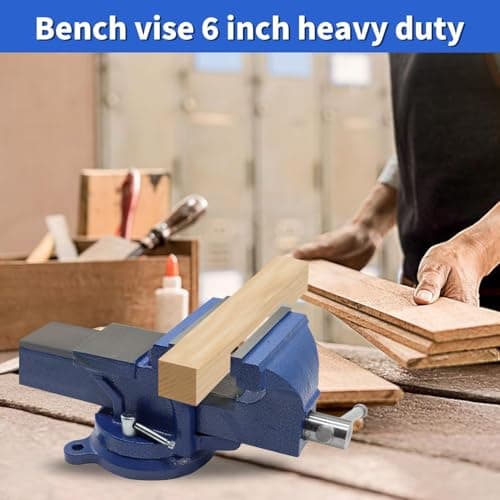 Nakkaa 6" Heavy Duty Bench Vise Cast Iron Vise with 360° Flexible Swivel Locking Base Home Work 6 Inch Swivel Bench Vice with Anvil 6