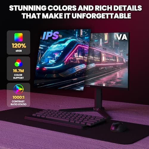 CRUA 27” 540Hz Gaming Monitor, IPS FHD(1920x1080P), AMD FreeSync, 120% sRGB, Height/Pivot/Rotating/Tilt Adjustable Vertical Monitor, HDMI 2.1 + DP 1.4, Wall Mount Install-Black 7