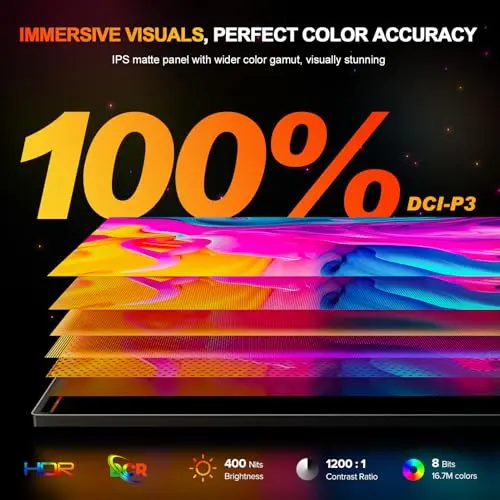 UPERFECT 2.5K 240Hz QLED Portable Monitor, 16" 2560x1600 QHD 100% DCI-P3 400 Nits Portable Gaming Monitor w/Stand & VESA, Adaptive Sync HDMI 2.1 External Screen for Laptop PC Phone Game Console 5