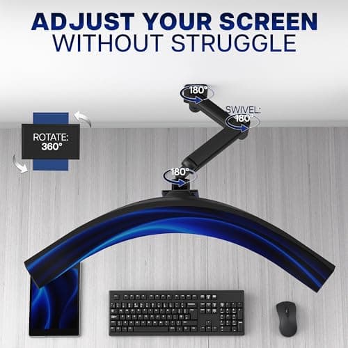 VIVO Premium Ultrawide Monitor Counterbalance Wall Mount for up to 49 inch Screens, Holds 44 lbs, Full Motion, Max VESA 100x100, Black, MOUNT-V101V 6