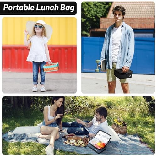 MIER Small Lunch Bag for Kids & Adults Compact Insulated Lunch Box Portable Thermal Mini Cooler for Work School Travel, Bluesteel 5