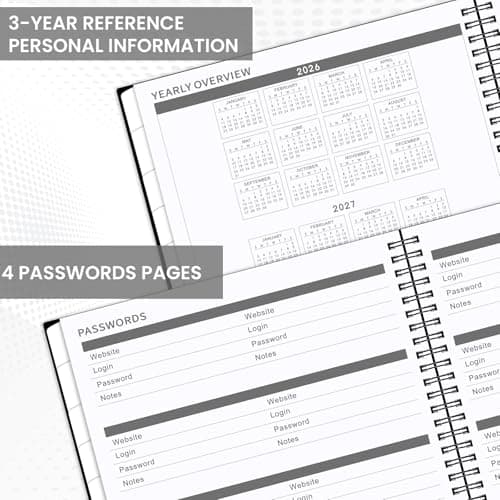 Monthly Planner 2026-2027 - JUL 2026 - DEC 2027 Planner/Calendar,18 Monthly Planner with Contacts & Passwords, 8.5" x 11" Planners 2026-2027, Colorful Tabs, Thick Paper, Black 5