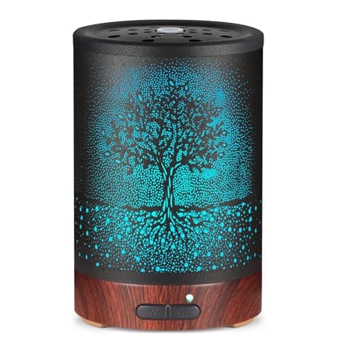 Essential Oil Diffuser- Aromatherapy Diffuser with7 Colors Light and Auto-Off for Women Metal Cool Mist Humidifier for Home and Office for Mom Women(Tree)