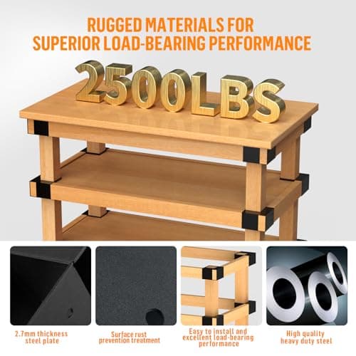 Heavy Duty Workbench Bracket Kit – Set of 8 Steel 3-Way Brackets for 4x4 and 2x4 Lumber, Ideal for DIY Garage Work Bench Legs, Woodworking Tables, Workshop Shelves, Planer Stands, and Kitchen Islands 6